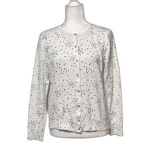 Ann Taylor Size LP Long Sleeve Button Up Star Print Cardigan Timeless Preppy